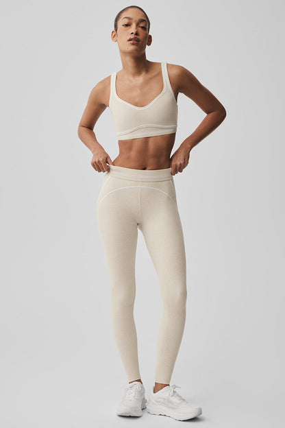 Alosoft High-Waist Heart Throb Legging - Oatmeal Heather/White — Alo Yoga | Authentic India