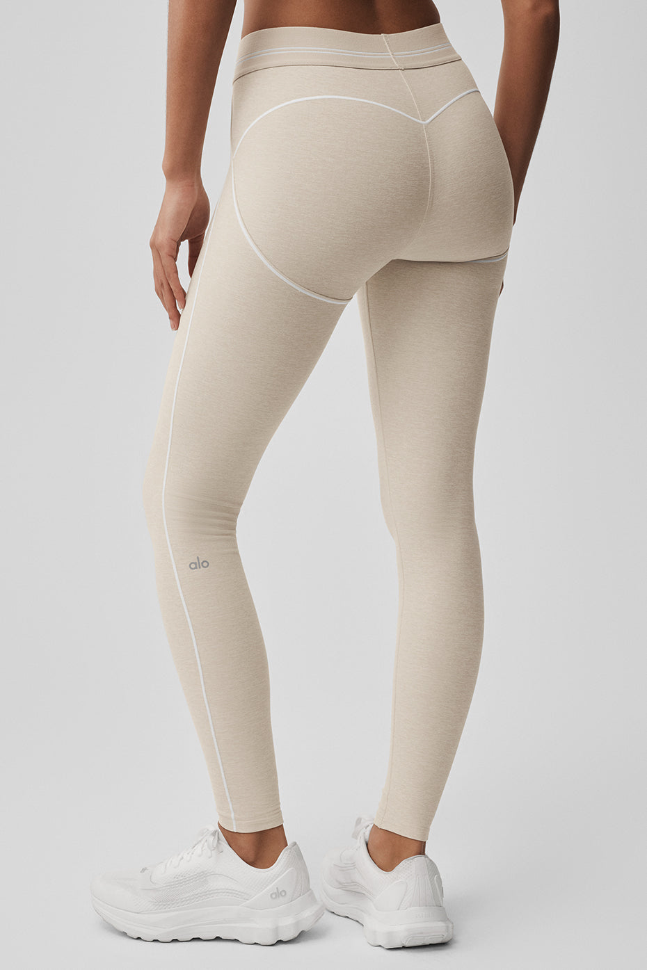 Alosoft High-Waist Heart Throb Legging - Oatmeal Heather/White — Alo Yoga | Authentic India