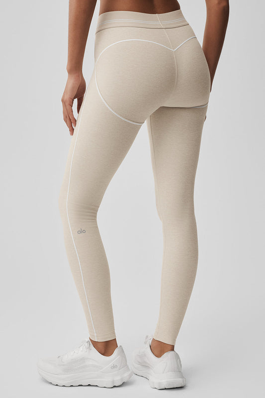 Alosoft High-Waist Heart Throb Legging - Oatmeal Heather/White — Alo Yoga | Authentic India