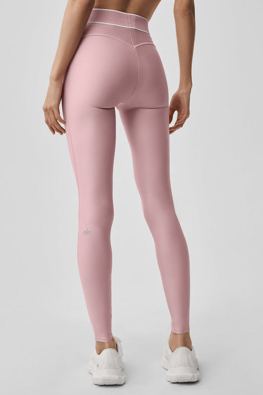 Airlift High-Waist Alignment Legging - Vintage Pink/White — Alo Yoga | Authentic India