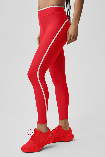 Airlift High Waist Charger 7/8 Legging - Bright Red/White — Alo Yoga | Authentic India