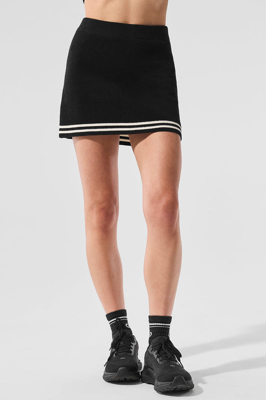 Tennis Club Sweater Knit Skirt - Black/Ivory