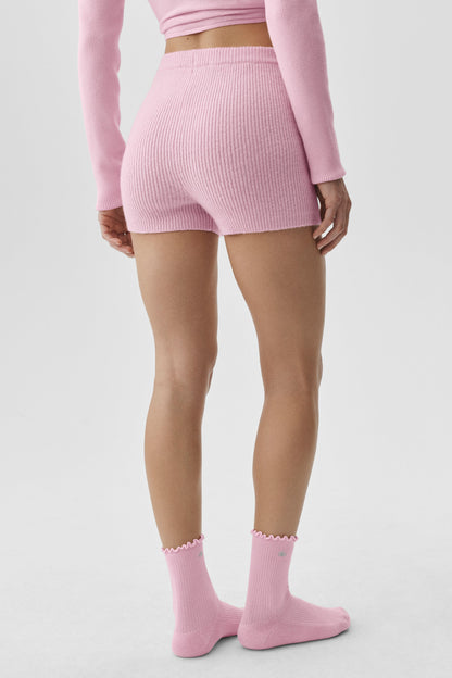 Wool Cashmere Ribbed Noble Short - Pink Marshmallow