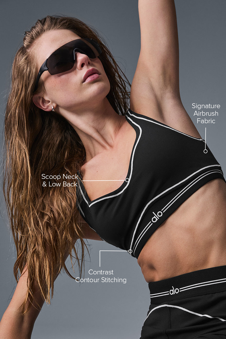 Airbrush Heart Throb Bra - Black/White — Alo Yoga | Authentic India