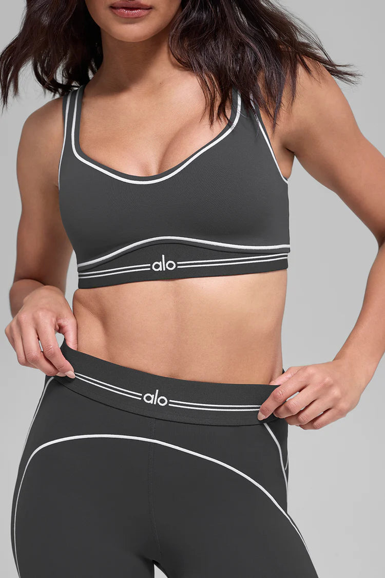 Alo Women's Airbrush Heart Throb Bra - Anthracite/White — ALO S | Authentic India