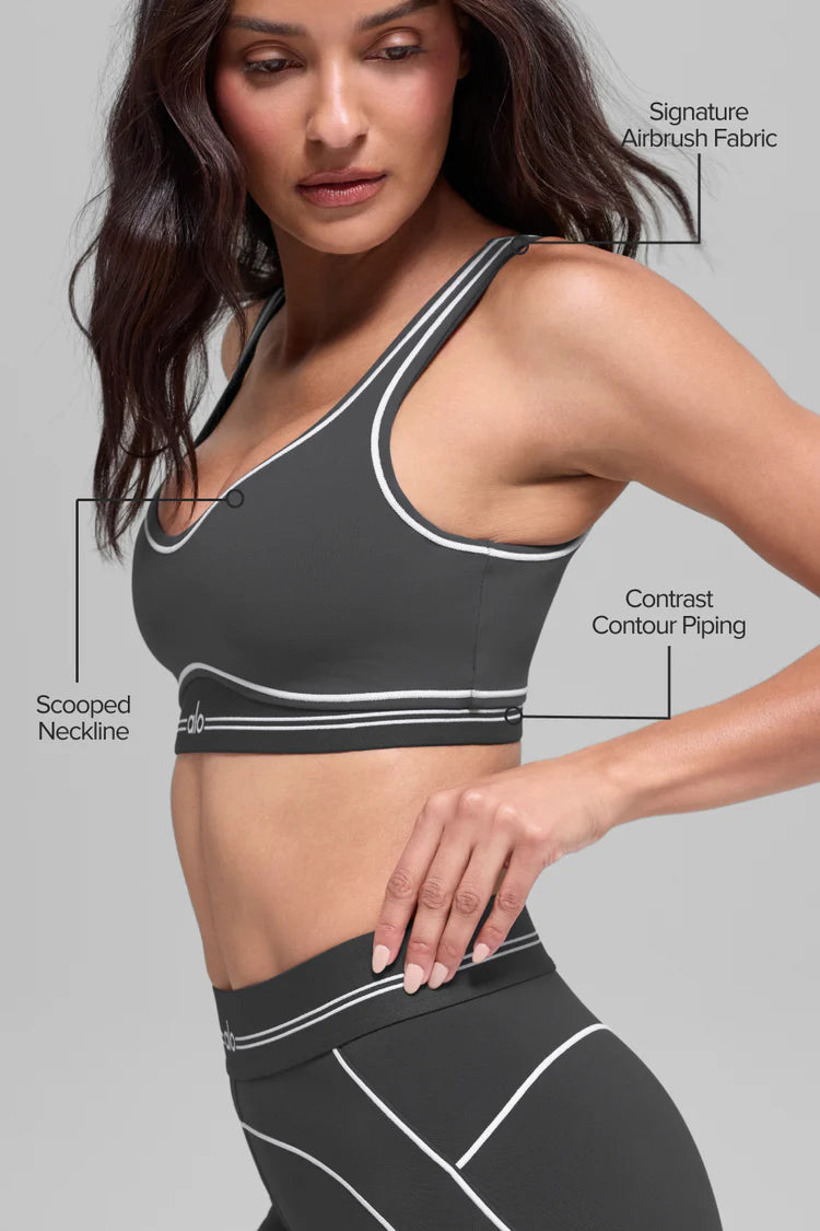 Alo Women's Airbrush Heart Throb Bra - Anthracite/White — ALO S | Authentic India