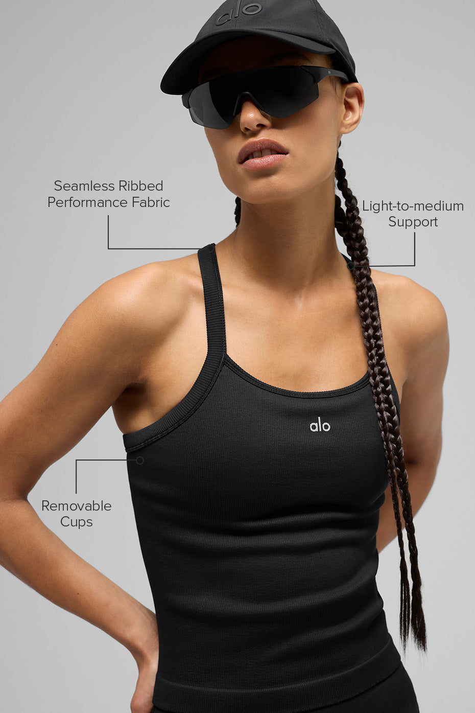 Seamless Ribbed Favorite Full Length Bra Tank - Black — Alo Yoga | Authentic India