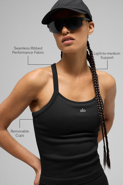 Seamless Ribbed Favorite Full Length Bra Tank - Black — Alo Yoga | Authentic India