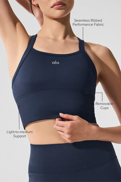 Seamless Ribbed Favorite Bra Tank - Navy