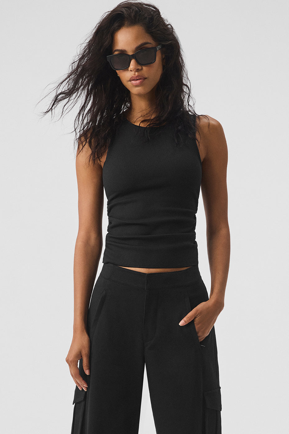 Ribbed En Pointe Tank - Black — Alo Yoga | Authentic India