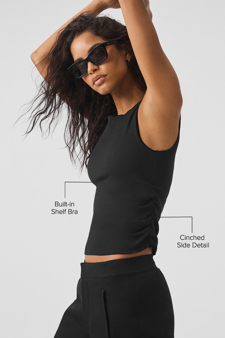 Ribbed En Pointe Tank - Black — Alo Yoga | Authentic India