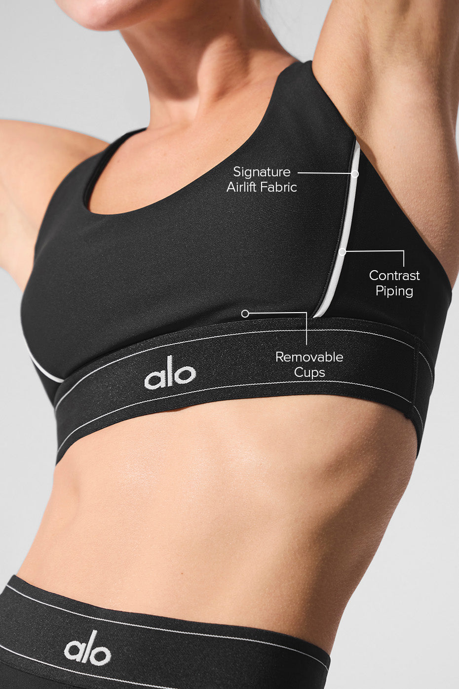 Airlift Suit Up Bra - Black/White — Alo Yoga | Authentic India