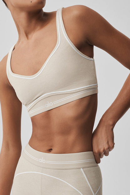 Alosoft Heart Throb Bra - Oatmeal Heather/White — Alo Yoga | Authentic India