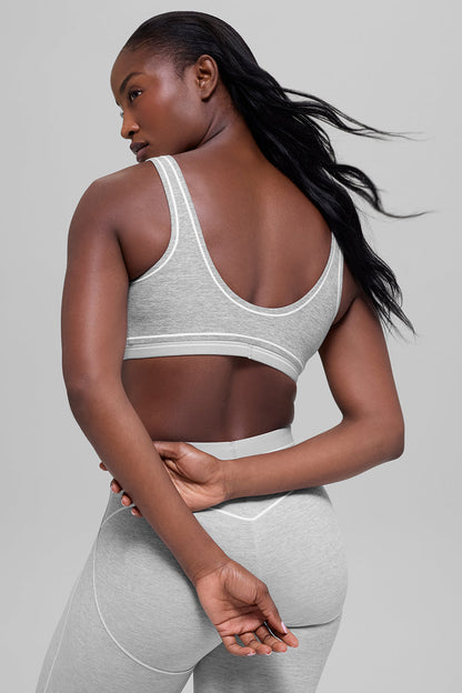 Alosoft Heart Throb Bra - Athletic Heather Grey/White — Alo Yoga | Authentic India