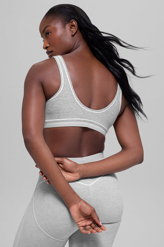 Alosoft Heart Throb Bra - Athletic Heather Grey/White — Alo Yoga | Authentic India