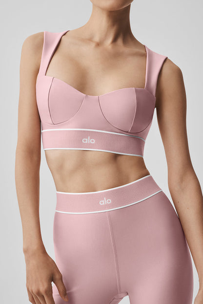 Airlift Alignment Bra - Vintage Pink/White — Alo Yoga | Authentic India