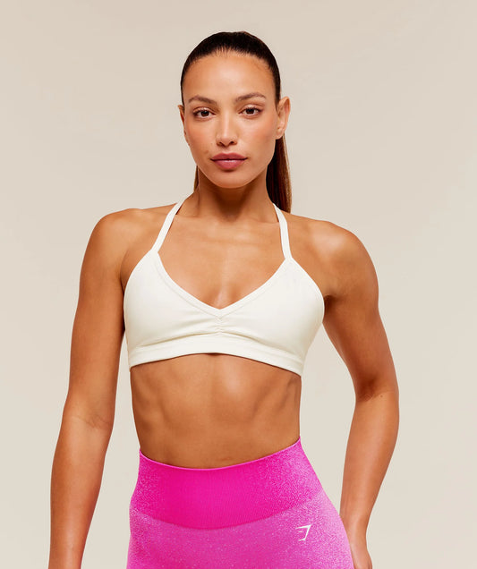 GYMSHARK Washed Minimal Sports Bra Soft White/Wash