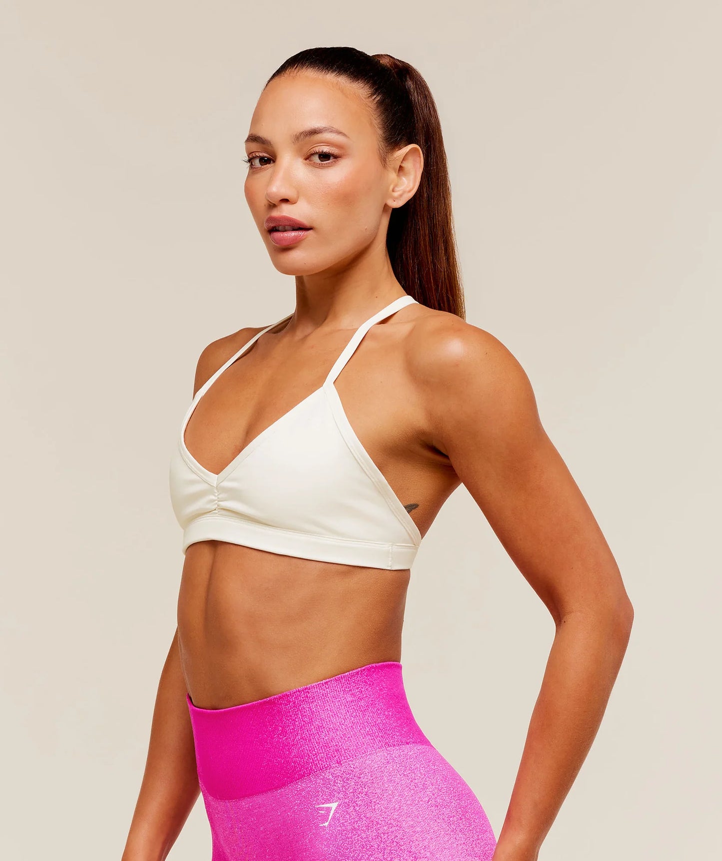 GYMSHARK Washed Minimal Sports Bra Soft White/Wash