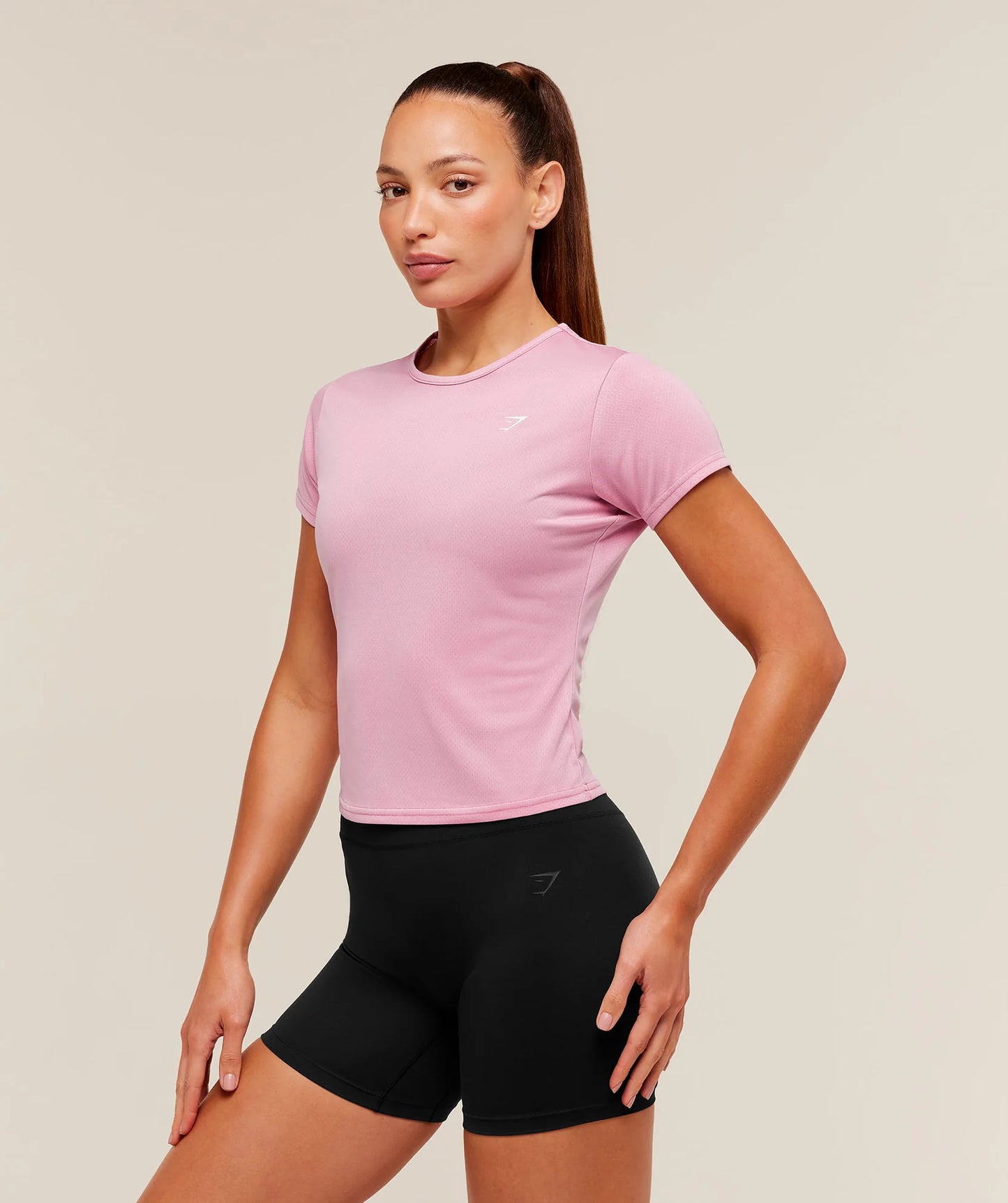 GYMSHARK Washed Pastel Baby Tee Focus Pink/Wash