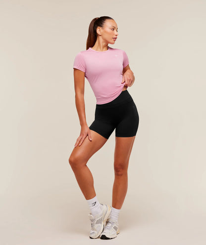 GYMSHARK Washed Pastel Baby Tee Focus Pink/Wash