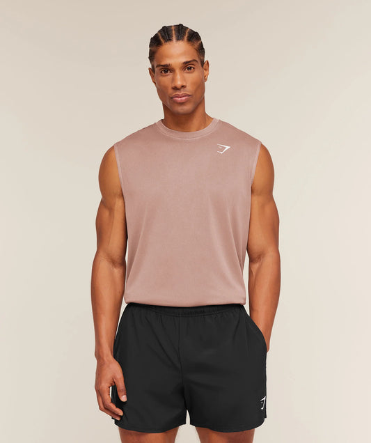GYMSHARK Washed Pastels Tank Taupe Brown/Wash