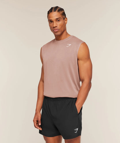 GYMSHARK Washed Pastels Tank Taupe Brown/Wash