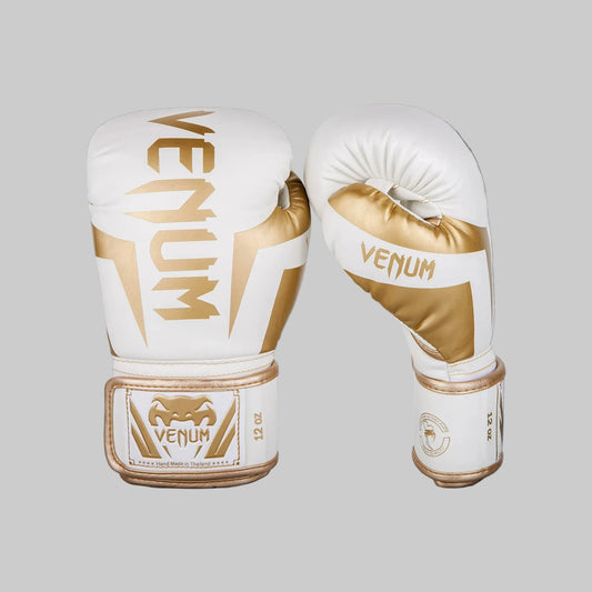 Venum Elite Boxing Gloves - White/Gold — VENUM | Authentic India