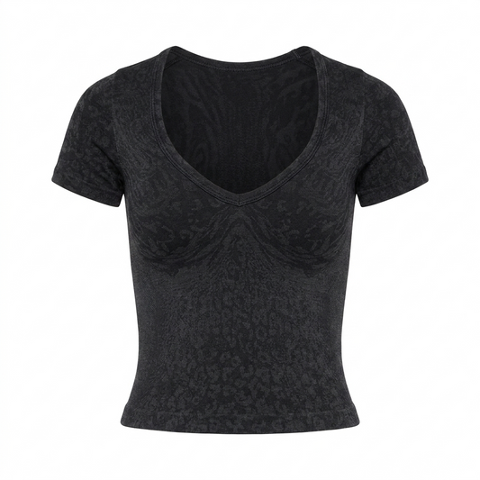 GYMSHARK Adapt Animal X Whitney Short Sleeve Top T-Shirt Black