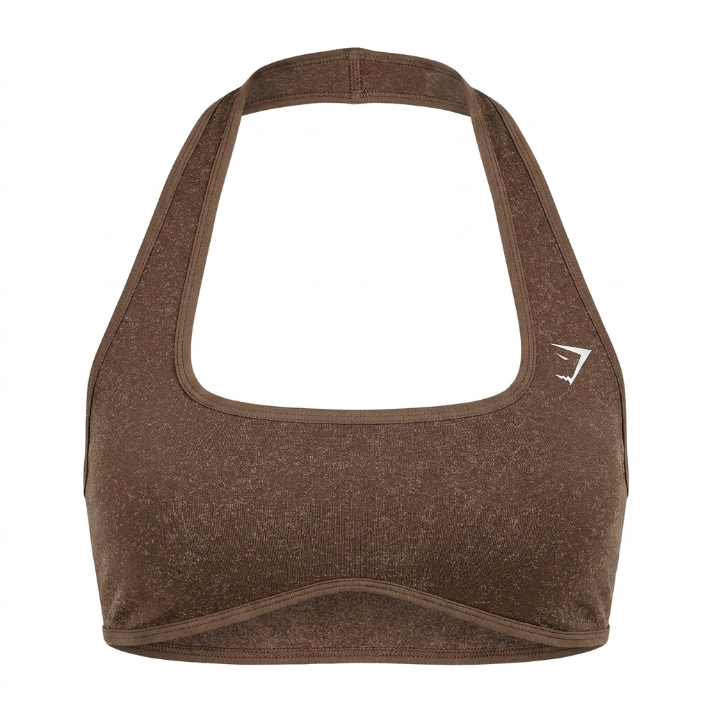 Women's Gymshark Adapt Fleck X Whitney Halterneck Sports Bra Soft Brown