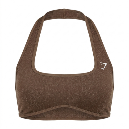 Women's Gymshark Adapt Fleck X Whitney Halterneck Sports Bra Soft Brown