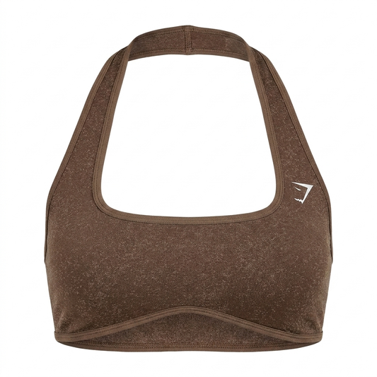 Women's Gymshark Adapt Fleck X Whitney Halterneck Sports Bra Soft Brown