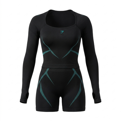 Women's Gymshark Apex Lift Seamless Long Sleeve Crop Top Black