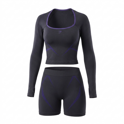 Women's Gymshark Apex Lift Seamless Long Sleeve Crop Top Heavy Blue