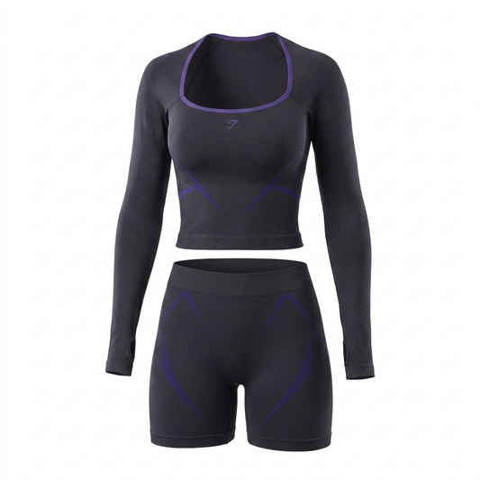 Women's Gymshark Apex Lift Seamless Long Sleeve Crop Top Heavy Blue