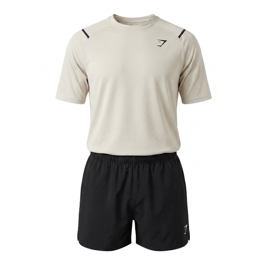 GYMSHARK Arrival Contrast T-Shirt Tinted White/Pebble Grey