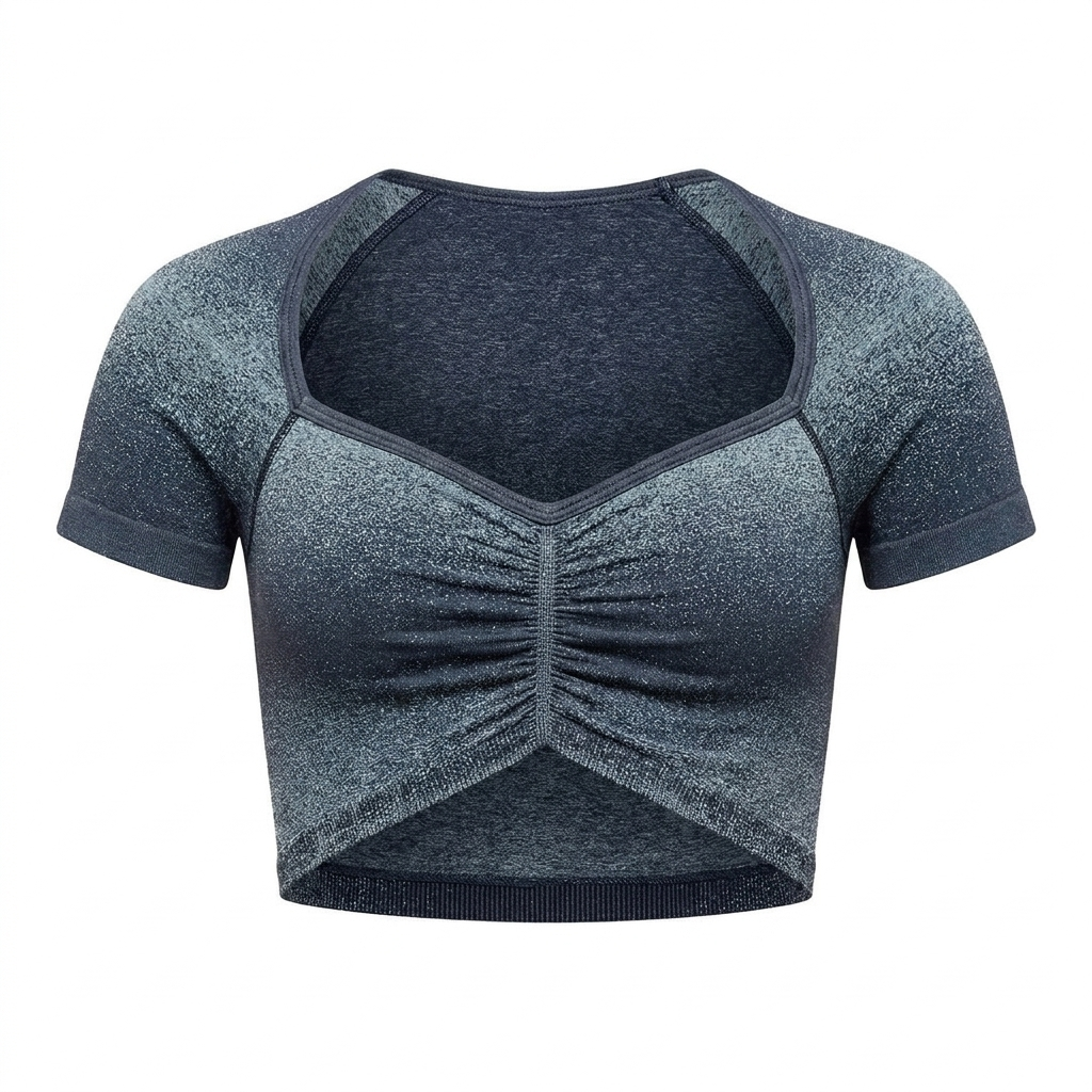 GYMSHARK Blush Seamless Short Sleeve Top Heavy Blue/Chilled Blue