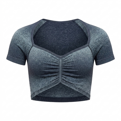 GYMSHARK Blush Seamless Short Sleeve Top Heavy Blue/Chilled Blue