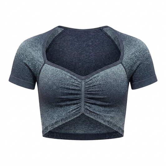 GYMSHARK Blush Seamless Short Sleeve Top Heavy Blue/Chilled Blue