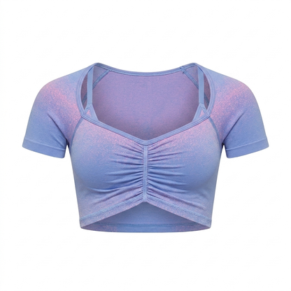 GYMSHARK Blush Seamless Short Sleeve Top Steady Purple/Focus Pink