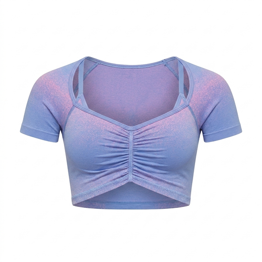 GYMSHARK Blush Seamless Short Sleeve Top Steady Purple/Focus Pink
