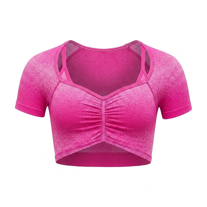 GYMSHARK Blush Seamless Short Sleeve Top Super-Set Pink/Focus Pink