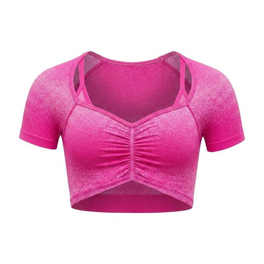GYMSHARK Blush Seamless Short Sleeve Top Super-Set Pink/Focus Pink