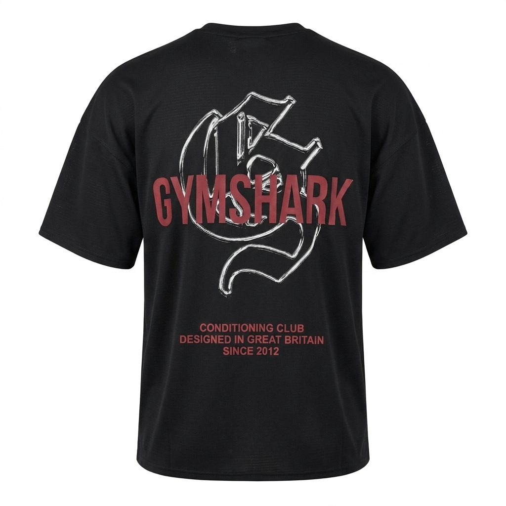 GYMSHARK Chrome Graphic T-Shirt Black