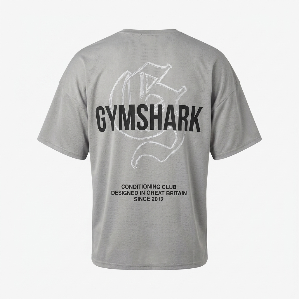 GYMSHARK Chrome Graphic T-Shirt Stratus Grey