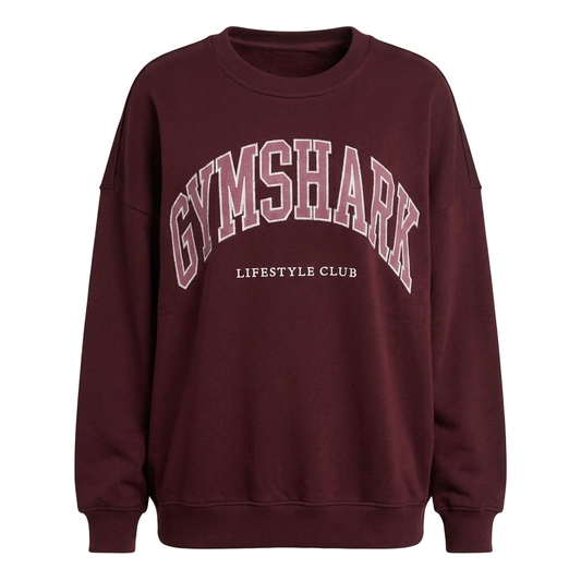 GYMSHARK Collegiate Graphic Crew Neck Pullover Brown