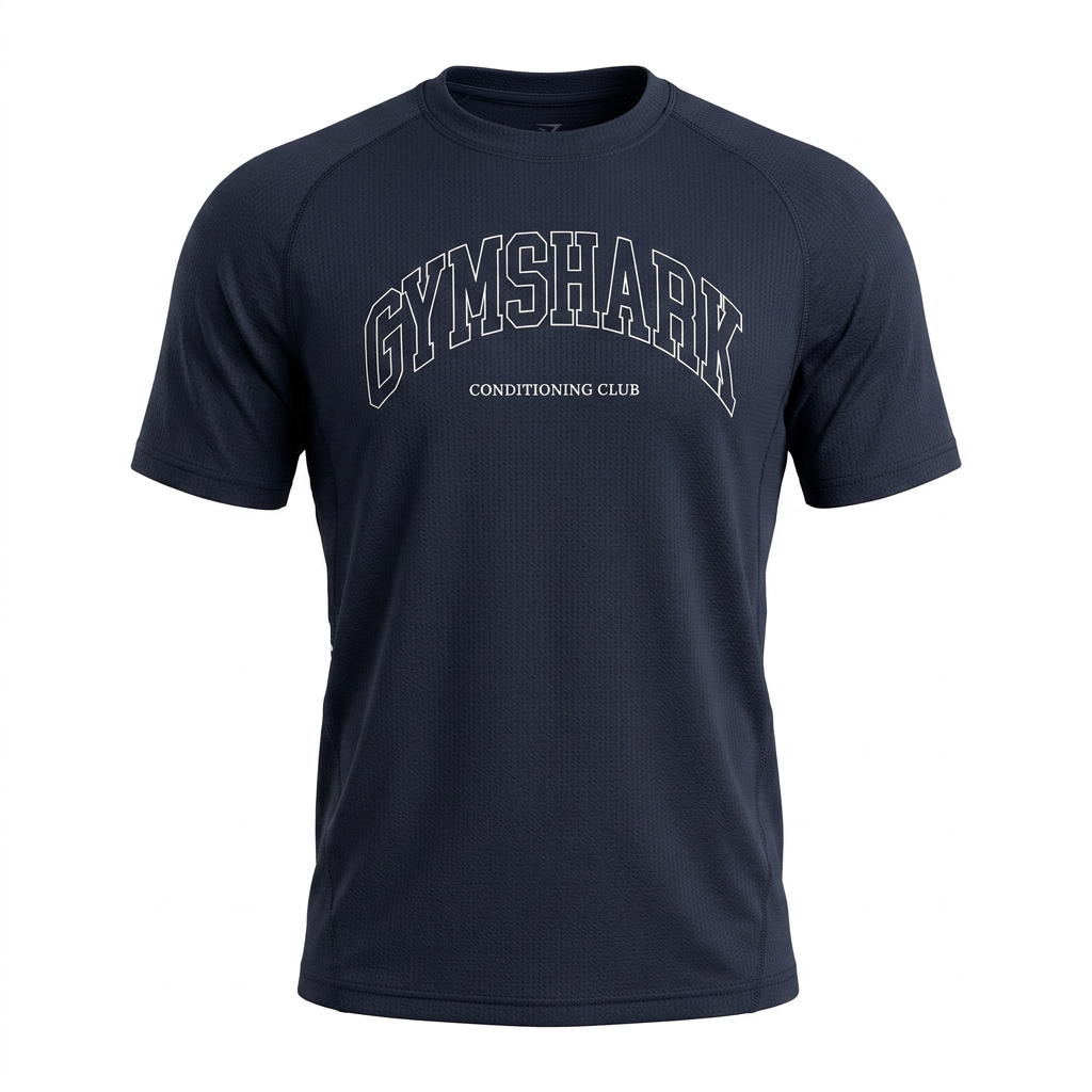 GYMSHARK Collegiate Tech T-Shirt Heavy Blue