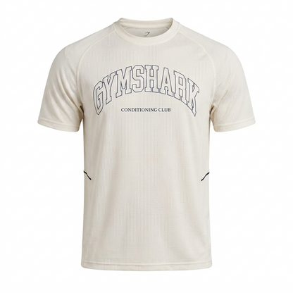 GYMSHARK Collegiate Tech T-Shirt Soft White
