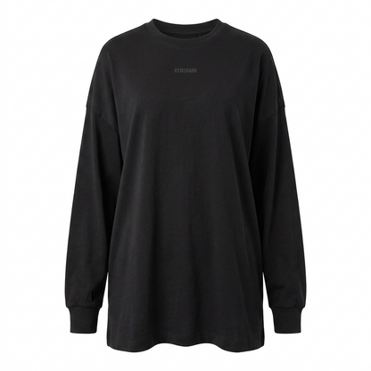Women's Gymshark Covered Longline Cotton Long Sleeve Top Black