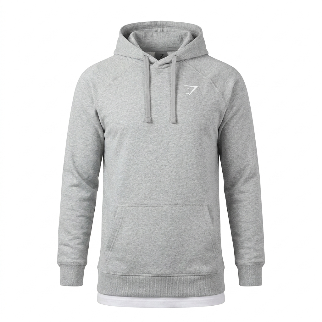GYMSHARK Crest Hoodie Light Grey Marl