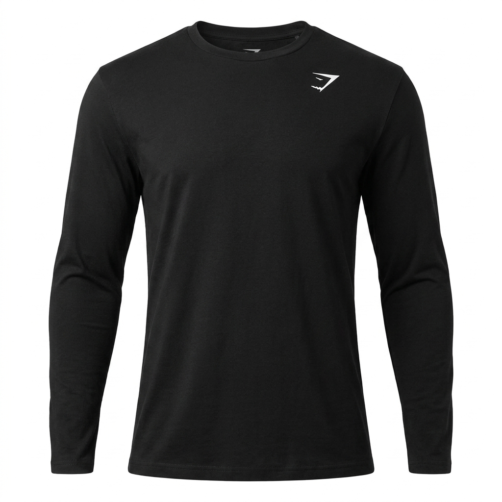 GYMSHARK Crest Long Sleeve T-Shirt Black